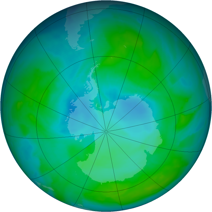 Antarctic ozone map for 14 January 2013